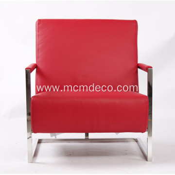 Elegant Modern Leather Armchair with Stainless Steel Frame